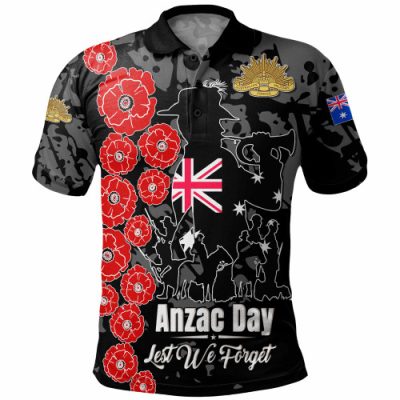 Australia  Anzac Custom Polo Shirt - Lest We Forget Black Style Polo Shirt