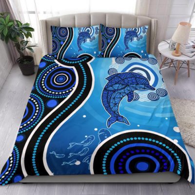 Australia Aboriginal Inspired Bedding Set - Dolphin And Aboriginal Inspired Dot Patterns