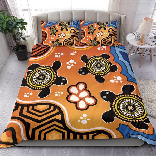 Australia Aboriginal Inspired Bedding Set - Indigenous Turtles Art Patterns Australia Aboriginal Inspired Bedding Set - Indigenous Turtles Art Patterns