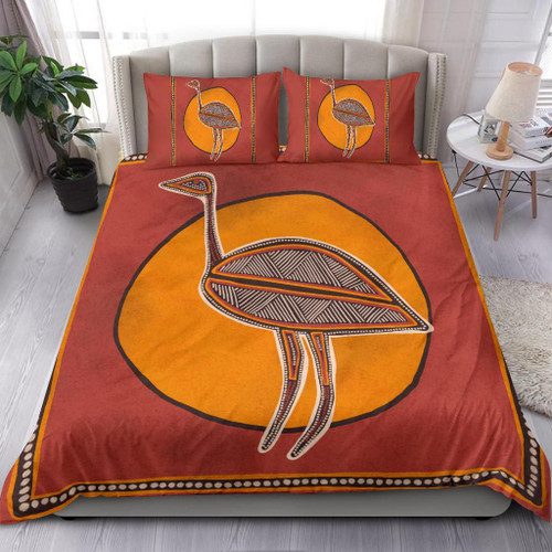 Australia Aboriginal Inspired Bedding Set - Indigenous Emu Australia Aboriginal Inspired Bedding Set - Indigenous Emu