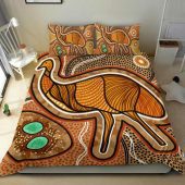 Australia Aboriginal Inspired Bedding Set - Indigenous Emu Vintage Stye