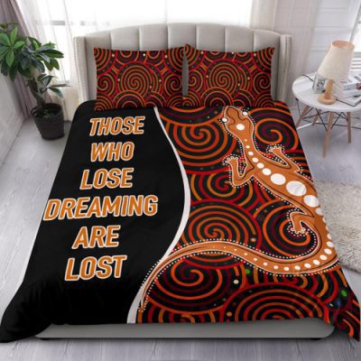 Australia Aboriginal Inspired Personalised Bedding Set - Indigenous Lizard Dreaming