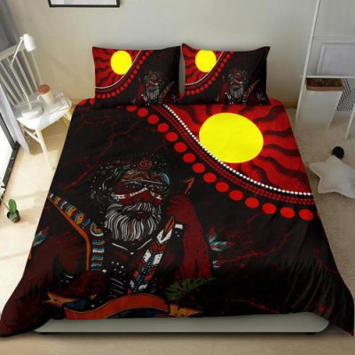 Australia Aboriginal Inspired Bedding Set - Indigenous People And Sun
