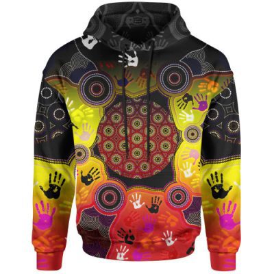 Australia Aboriginal Inspired Hoodie - Indigenous Circle Dot Painting Hand Art