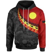Australia Aboriginal Inspired Hoodie - Indigenous Flag Circle Dot Painting
