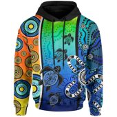 Australia Aboriginal Inspired Hoodie - Indigenous Turtle Dot Painting Art