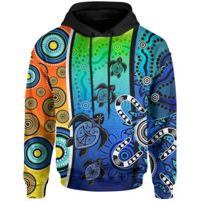 Australia Aboriginal Inspired Hoodie - Indigenous Turtle Dot Painting Art