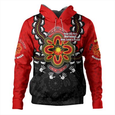Australia Hoodie Aboriginal Inspired Naidoc Symbol Pattern White