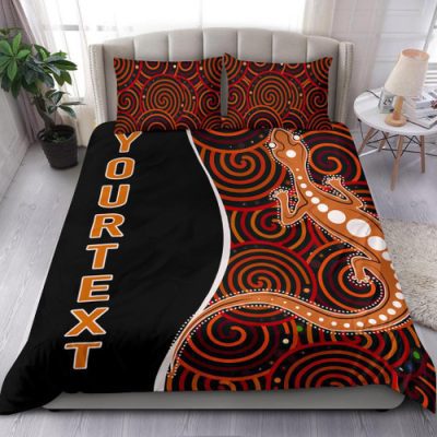 Australia Aboriginal Inspired Personalised Bedding Set - Indigenous Lizard Dreaming