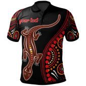 Australia Aboriginal Inspired Custom Polo Shirt - Aboriginal Inspired Lizard With Dot Painting Pattern