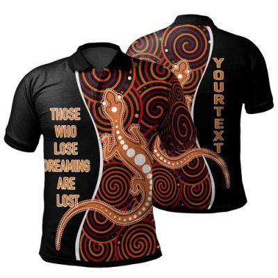 Australia Aboriginal Inspired  Custom Polo Shirt - Indigenous Lizard Dreaming