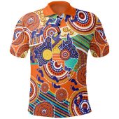Australia Aboriginal Inspired Polo Shirt - Australian Map Dot Painting