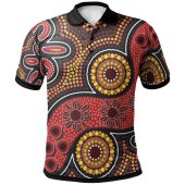 Australia Aboriginal Inspired Polo Shirt - Indigenous Circle Dot Painting Style