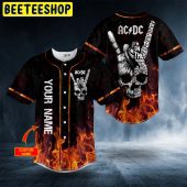 AC/DC Custom Name Hand Skull Baseball Jersey