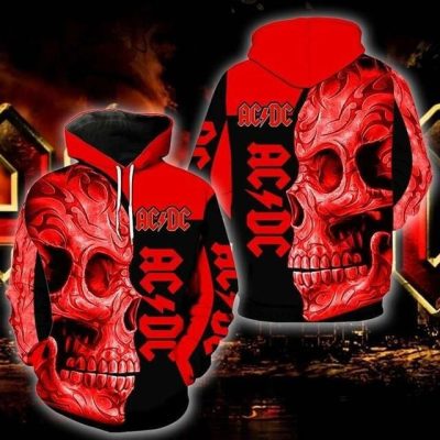 AC/DC Orange Black Skull Pullover Hoodie V2