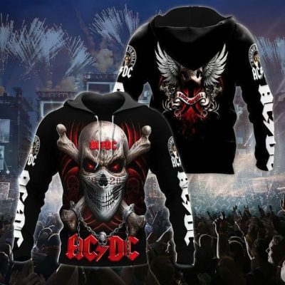 AC/DC Skull Gift For Fan Pullover Hoodie