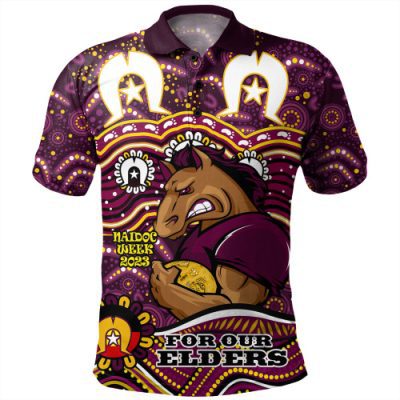 Brisbane Broncos Naidoc Week Polo Shirt - Aboriginal For Our Elder NAIDOC Week 2023
