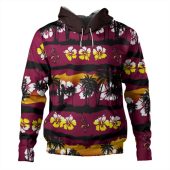 Brisbane Broncos Hoodie - Tropical Hibiscus and Coconut Trees