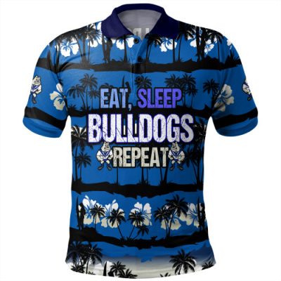 Canterbury-Bankstown Bulldogs Polo Shirt - Eat Sleep Repeat With Tropical Patterns