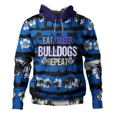 Canterbury-Bankstown Bulldogs Hoodie - Eat Sleep Repeat With Tropical Patterns