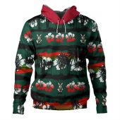 South Sydney Rabbitohs Hoodie - Tropical Hibiscus and Coconut Trees
