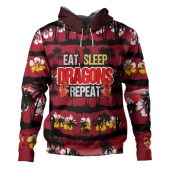 St. George Illawarra Dragons Hoodie - Eat Sleep Repeat With Tropical Patterns