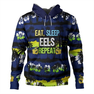 Parramatta Eels Sport Hoodie - Eat Sleep Repeat With Tropical Patterns