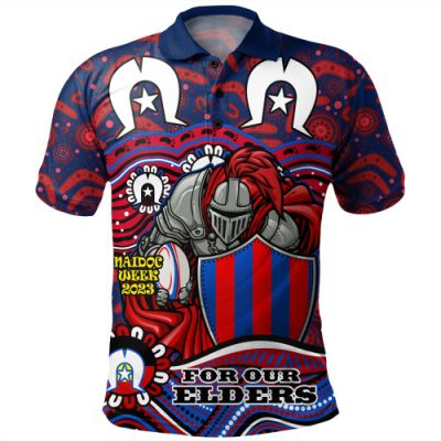 Newcastle Knights Naidoc Polo Shirt - Custom Newcastle Knights Naidoc Week For Our Elders Aboriginal Inspired Polo Shirt