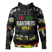 Penrith Panthers Hoodie - Eat Sleep Repeat With Tropical Patterns