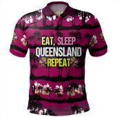 Cane Toads Sport Polo Shirt - Eat Sleep Repeat With Tropical Patterns
