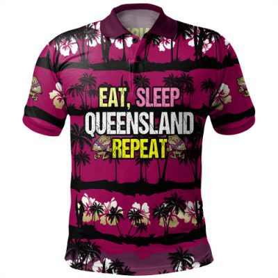 Cane Toads Sport Polo Shirt - Eat Sleep Repeat With Tropical Patterns