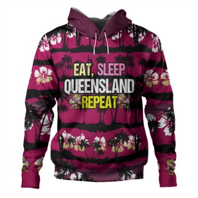 Cane Toads Sport Hoodie - Eat Sleep Repeat With Tropical Patterns