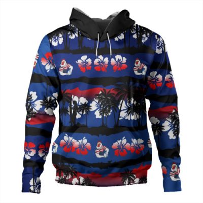 Sydney Roosters Hoodie - Tropical Hibiscus and Coconut Trees