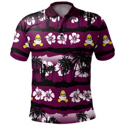 Manly Warringah Sea Eagles Polo Shirt - Tropical Hibiscus and Coconut Trees