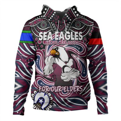 Manly Warringah Sea Eagles Hoodie - Aboriginal For Our Elder NAIDOC Week 2023