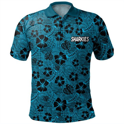 Cronulla-Sutherland Sharks Polo Shirt - Scream With Tropical Patterns Cronulla-Sutherland Sharks Polo Shirt - Scream With Tropical Patterns