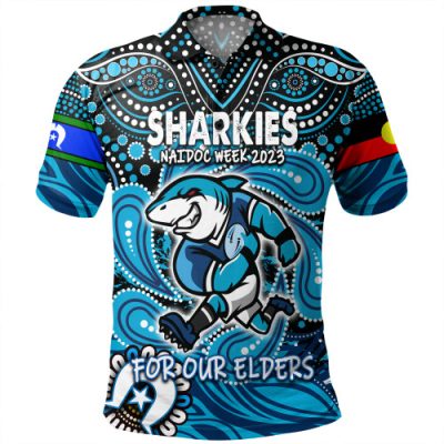 Cronulla-Sutherland Sharks Naidoc Week Polo Shirt - Aboriginal For Our Elder NAIDOC Week 2023