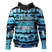 Cronulla-Sutherland Sharks Hoodie - Eat Sleep Repeat With Tropical Patterns