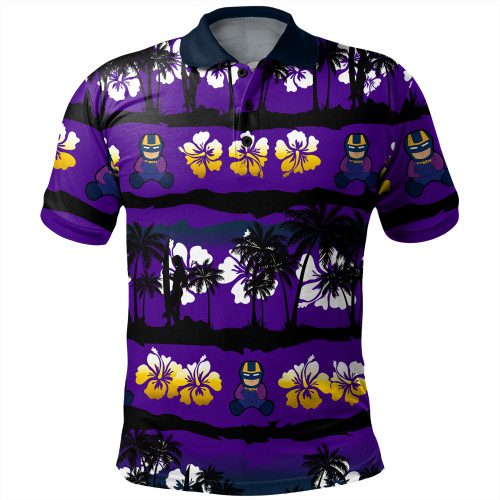 Melbourne Storm Polo Shirt - Tropical Hibiscus and Coconut Trees Melbourne Storm Polo Shirt - Tropical Hibiscus and Coconut Trees