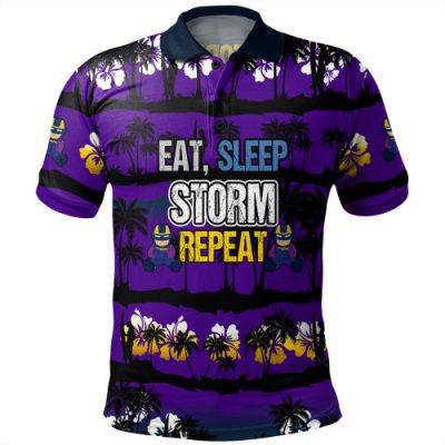 Melbourne Storm Polo Shirt - Eat Sleep Repeat With Tropical Patterns