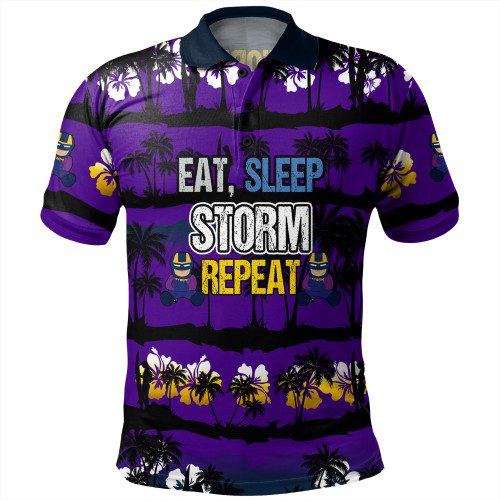 Melbourne Storm Polo Shirt - Eat Sleep Repeat With Tropical Patterns Melbourne Storm Polo Shirt - Eat Sleep Repeat With Tropical Patterns
