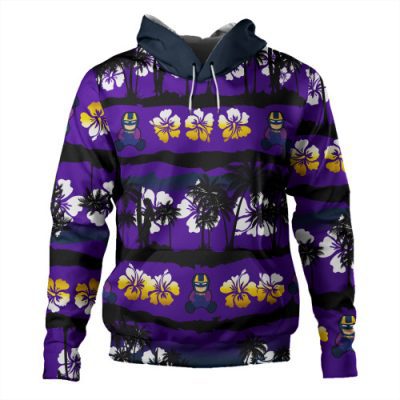 Melbourne Storm Hoodie - Tropical Hibiscus and Coconut Trees