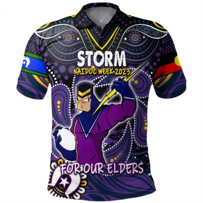 Melbourne Storm Naidoc Week Polo Shirt - Aboriginal For Our Elder NAIDOC Week 2023