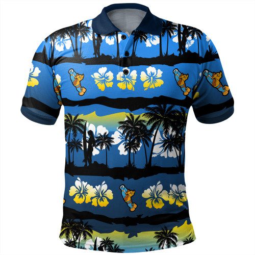Gold Coast Titans Sport Polo Shirt - Tropical Hibiscus and Coconut Trees Gold Coast Titans Sport Polo Shirt - Tropical Hibiscus and Coconut Trees