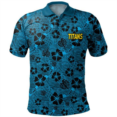 Gold Coast Titans Sport Polo Shirt - Scream With Tropical Patterns Gold Coast Titans Sport Polo Shirt - Scream With Tropical Patterns