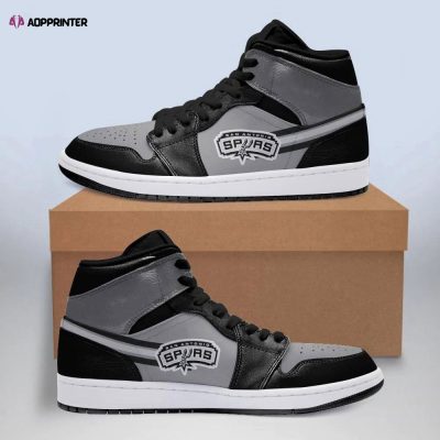 Air JD Hightop Shoes NBA San Antonio Spurs Black Silver Air Jordan 1 High Sneakers For Men Women