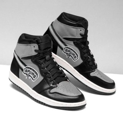 Air JD Hightop Shoes NBA San Antonio Spurs Black Silver Air Jordan 1 High Sneakers For Men Women