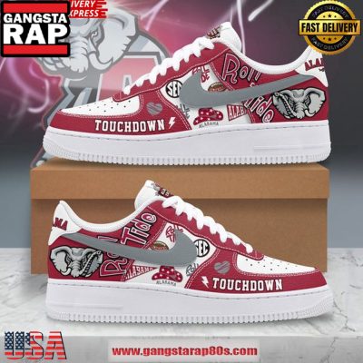 Alabama Crimson Tide Touchdown Air Force 1 Running Sneakers Shoes