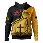 Australia Anzac Day Hoodie - Custom Lest We Forget Poppies Soldier Blood In My Heroes Hoodie