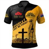Australia Polo Shirt Custom Anzac Day Soldiers Lest We Forget Poppy